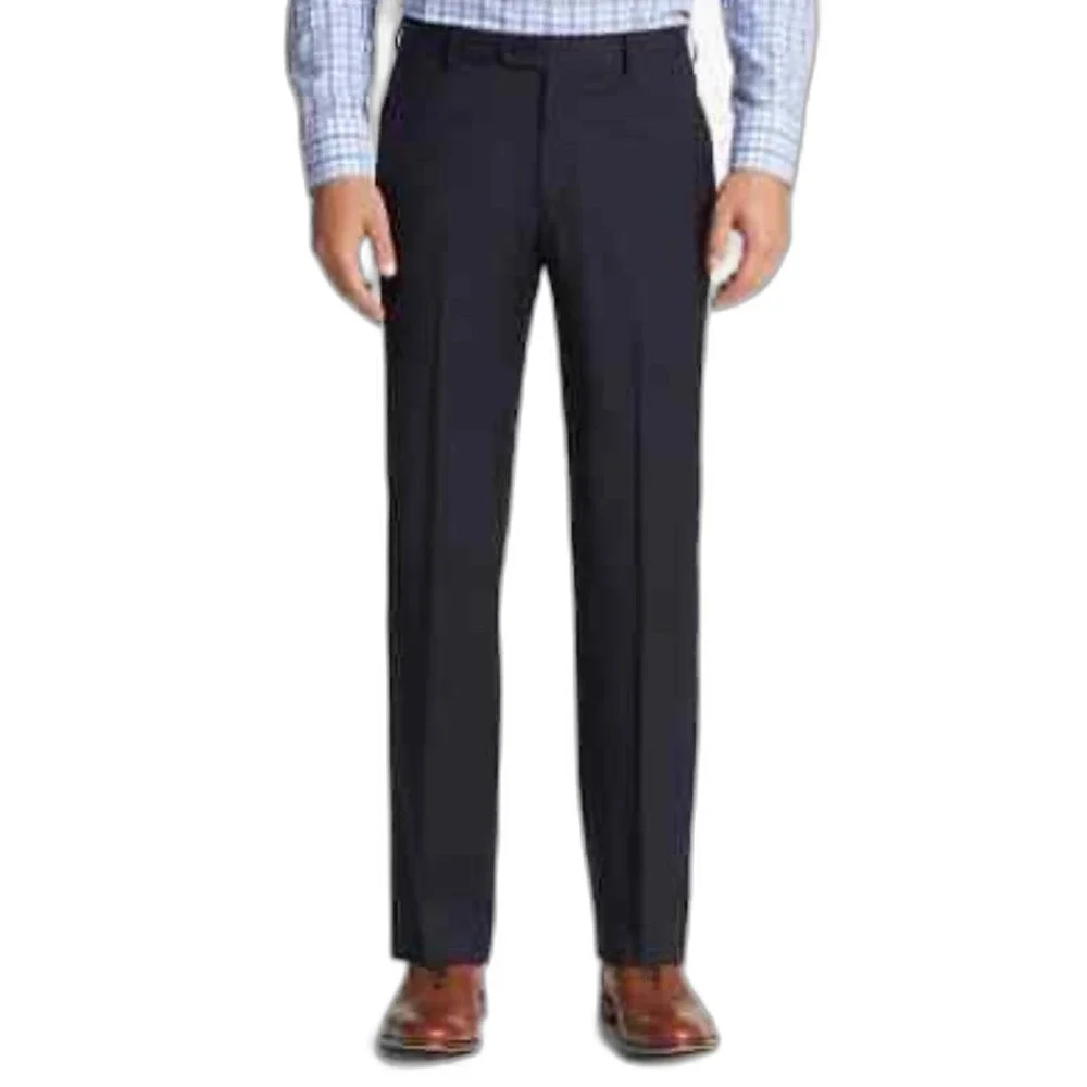 John Varvatos Men's Navy Blue Wool Star USA Flat Front Dress Pants Size 34 X 30